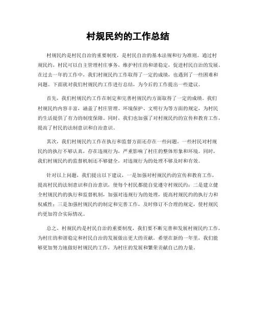 村规民约的工作总结