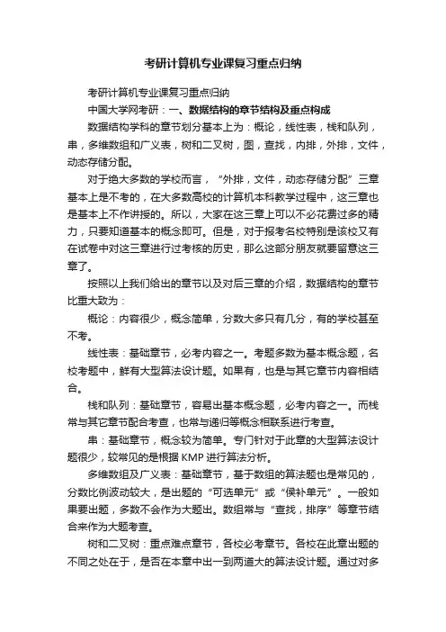 考研计算机专业课复习重点归纳