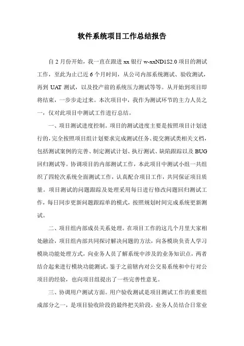 软件系统项目工作总结报告