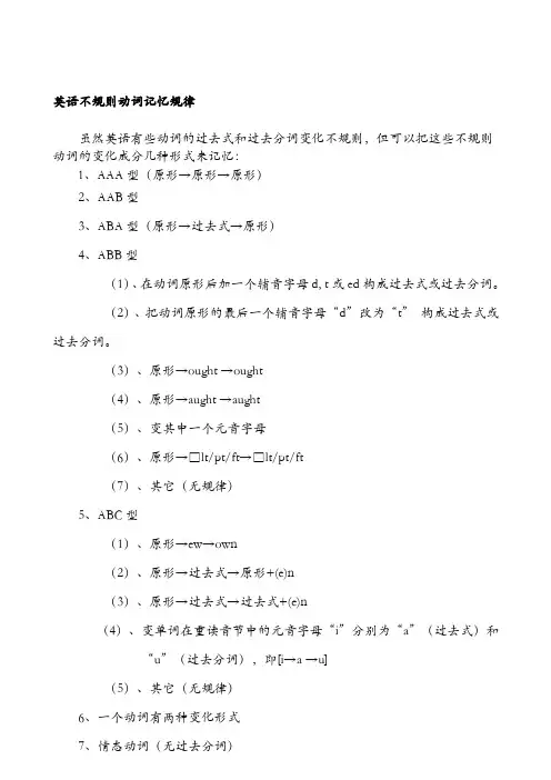 初中英语不规则动词过去式和过去分词表(共6页-附音标)