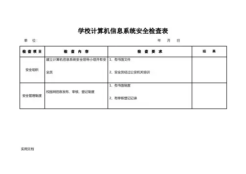 学校计算机信息系统安全检查表