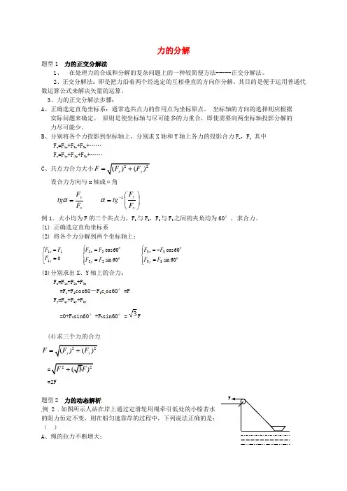 高中物理练习力的分解新人教版必修一 