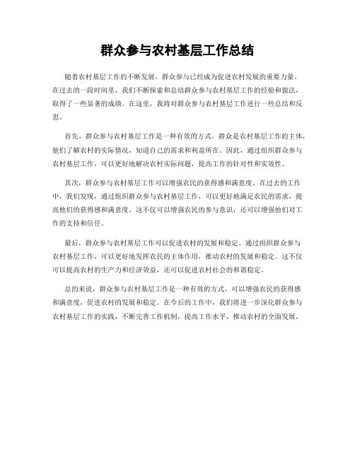 群众参与农村基层工作总结