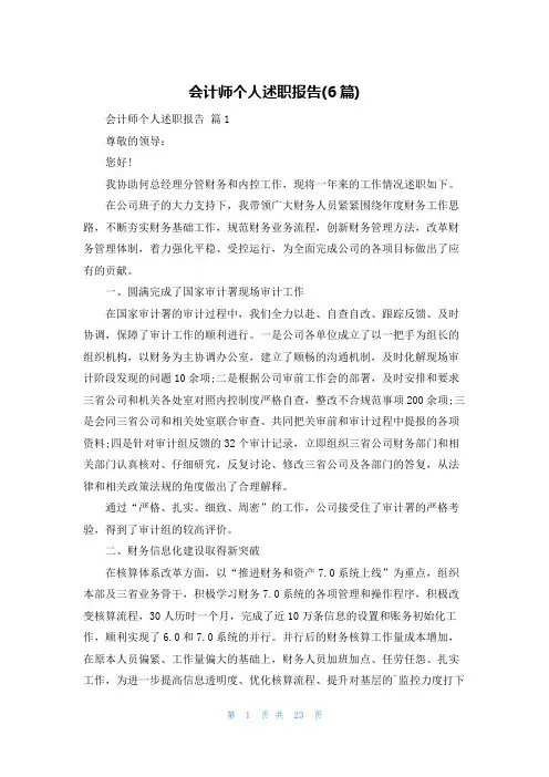 会计师个人述职报告(6篇)