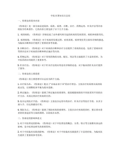 中医名著知识点总结