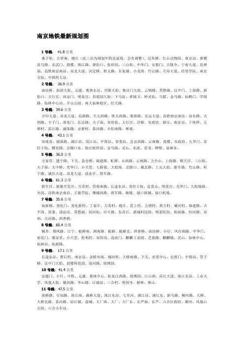 南京地铁最新规划图