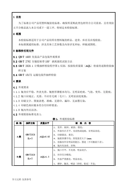 MYWIPG-029-3塑料瓶检验标准