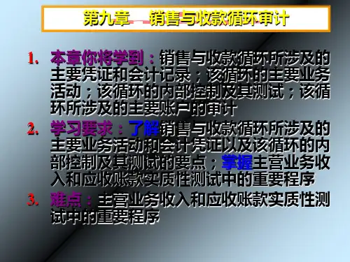 第九章-----销售与收款循环审计PPT课件