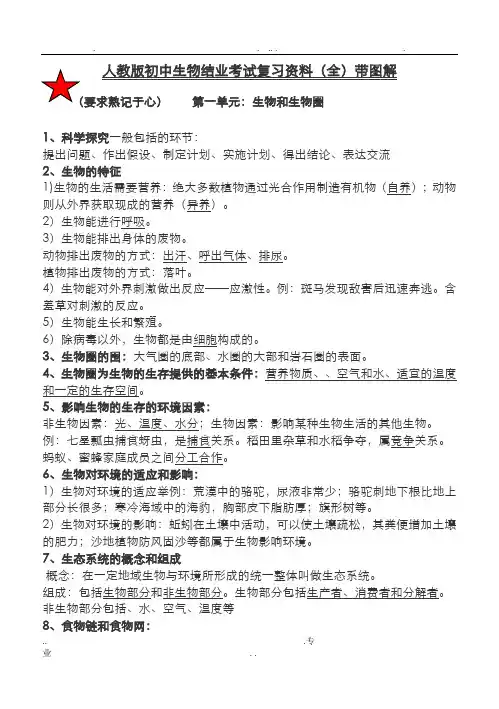 初中生物结业考试复习资料(全)带详细图解