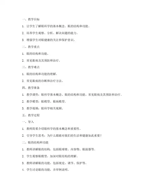 眼科学教案模板范文
