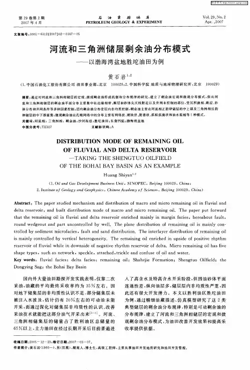 河流和三角洲储层剩余油分布模式——以渤海湾盆地胜坨油田为例