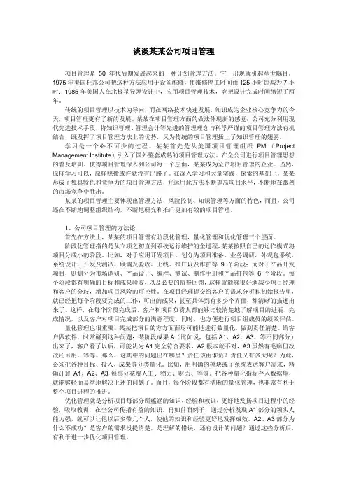 谈谈某某公司项目管理