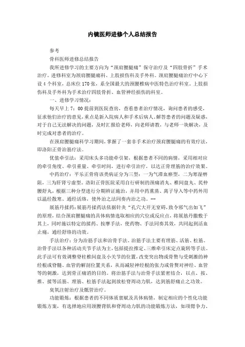 内镜医师进修个人总结报告