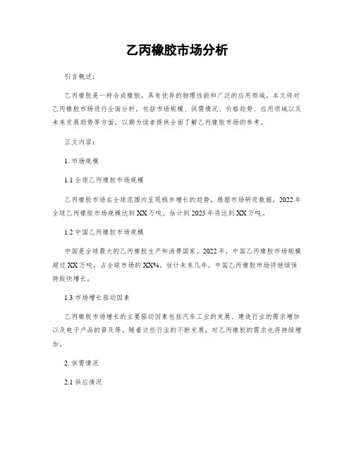 乙丙橡胶市场分析