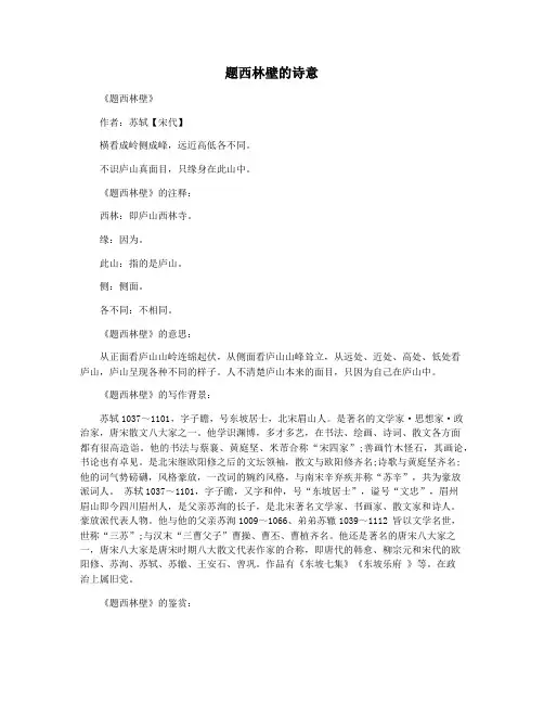 题西林壁的诗意