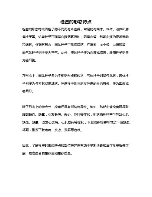 栓塞的形态特点