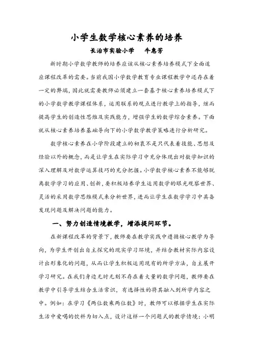 小学生数学核心素养的培养