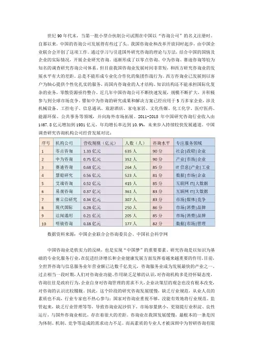 十大咨询公司