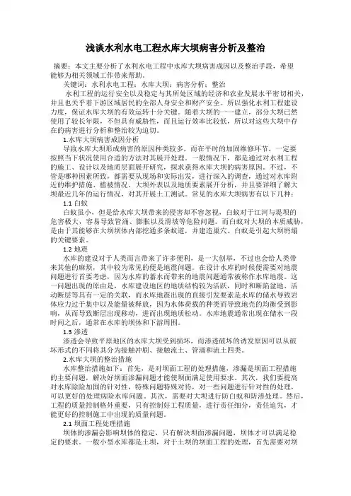 浅谈水利水电工程水库大坝病害分析及整治