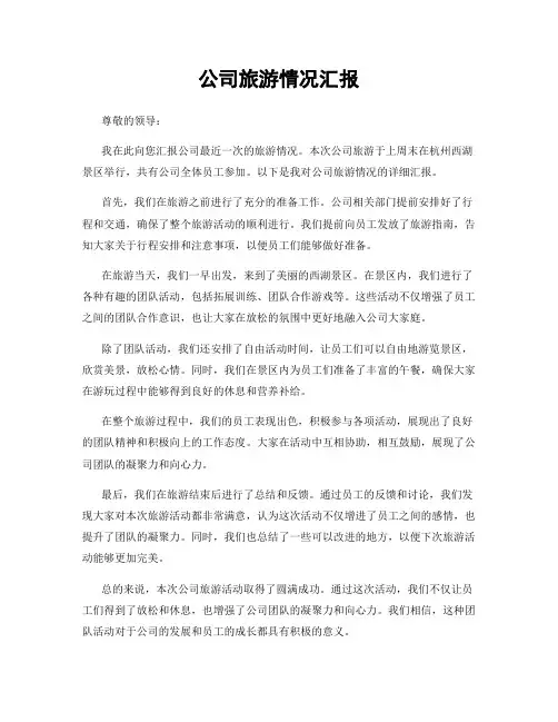 公司旅游情况汇报