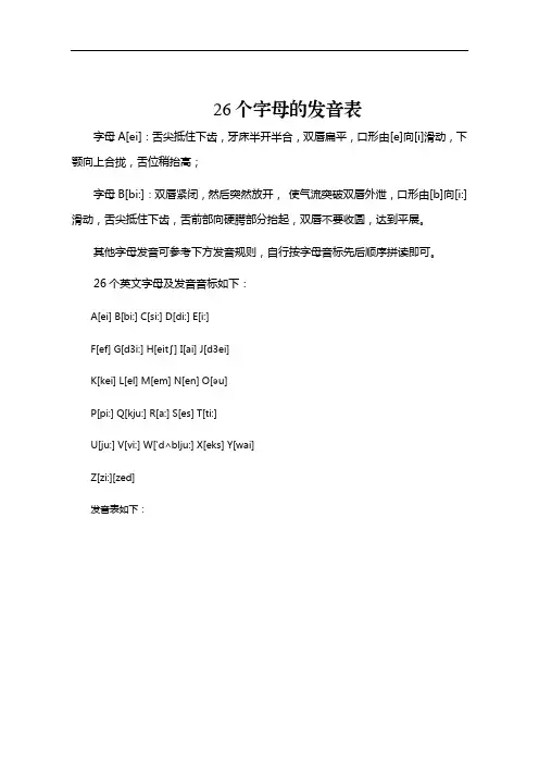 26个字母的发音表
