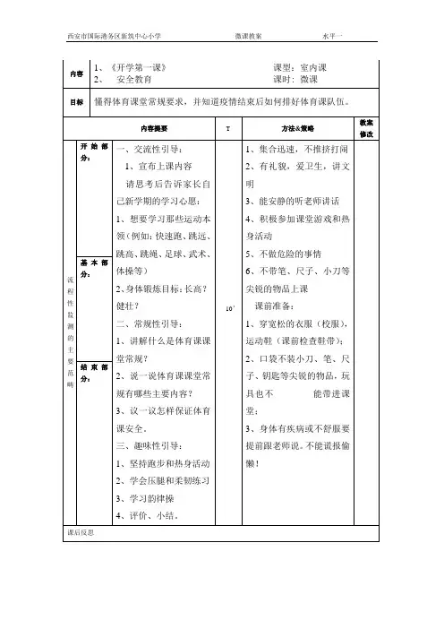 体育微课教案