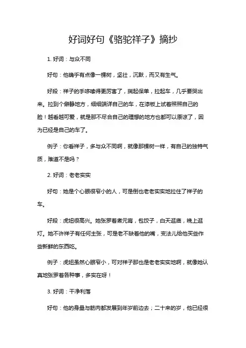 好词好句《骆驼祥子》摘抄