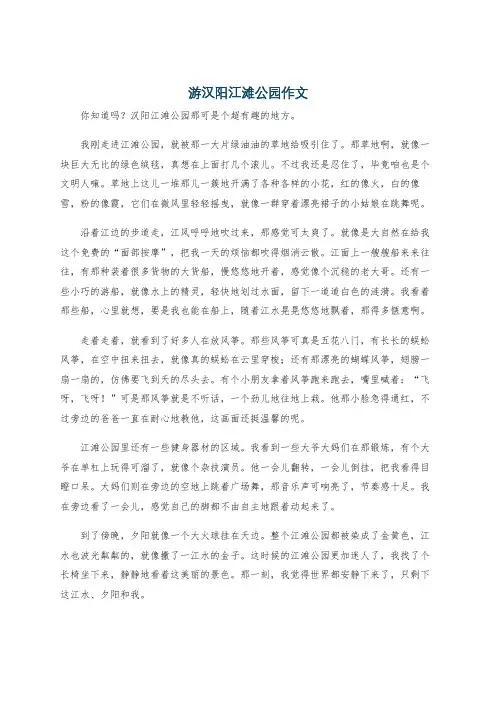 游汉阳江滩公园作文