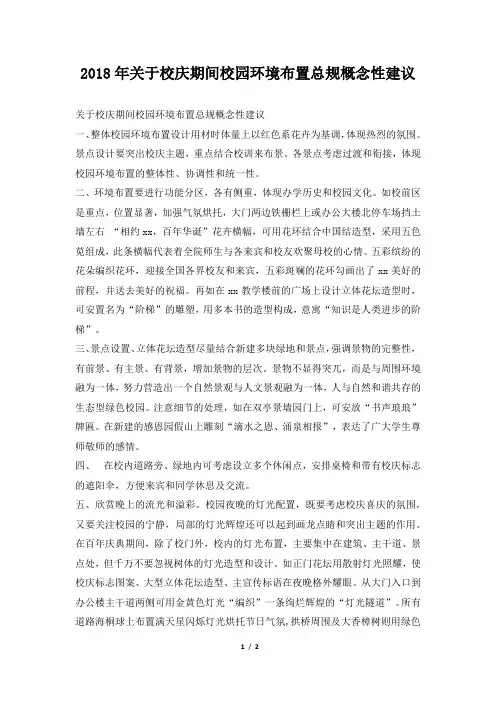 2018年关于校庆期间校园环境布置总规概念性建议