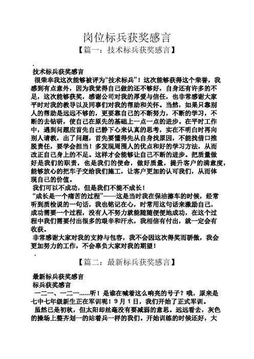 感言感想之岗位标兵获奖感言