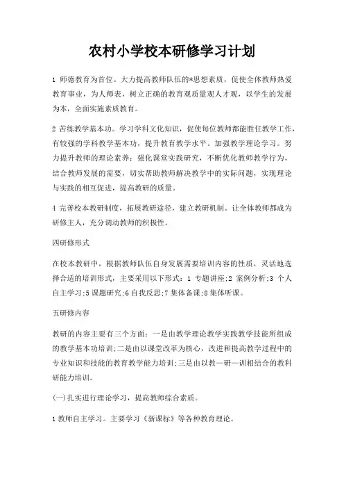 农村小学校本研修学习计划