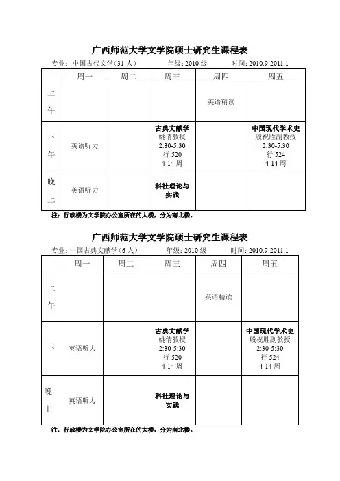 师大研究生课表