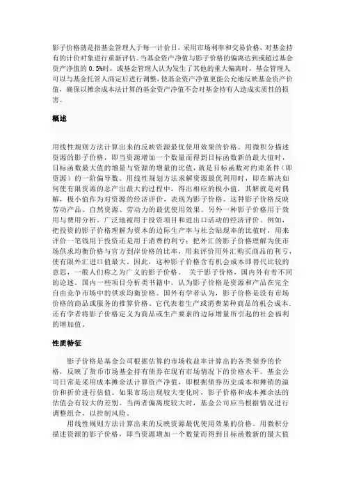 (定价策略)影子价格