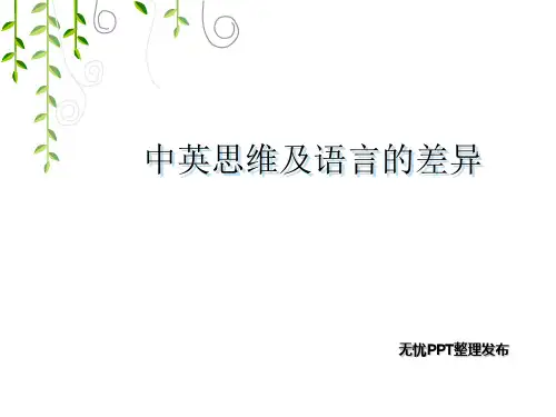 中英思维差异及其在语言中的表现 ppt课件