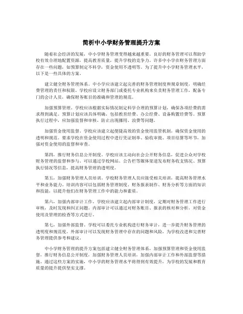 简析中小学财务管理提升方案