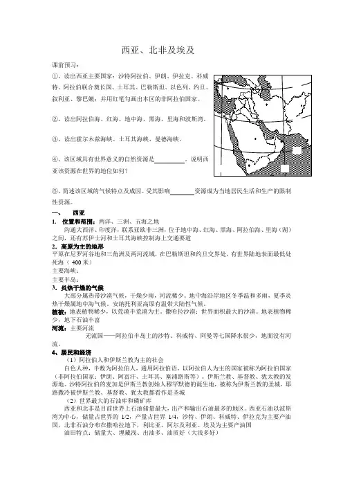 世界分区地理------西亚和北非