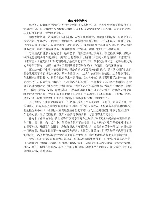 《艺术概论》课的感想