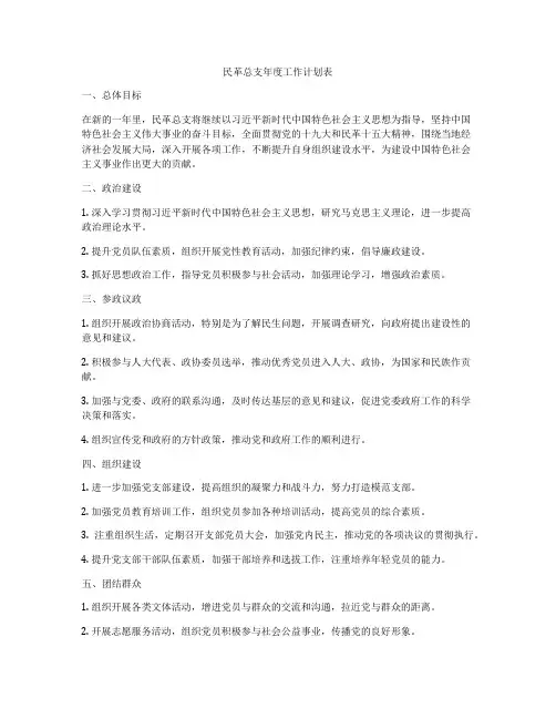 民革总支年度工作计划表