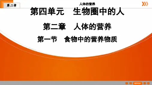 人教版生物七年级下册 第4单元  第2章  第1节 食物中的营养物质课件
