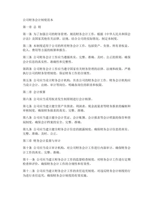 公司财务会计制度范本
