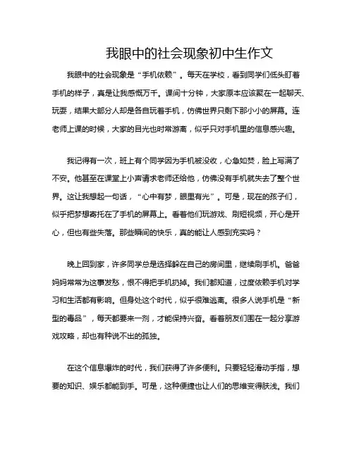 我眼中的社会现象初中生作文