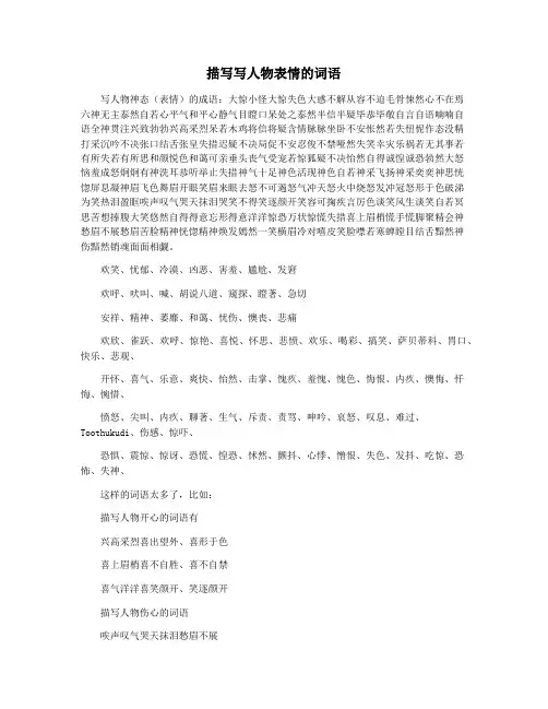 描写写人物表情的词语