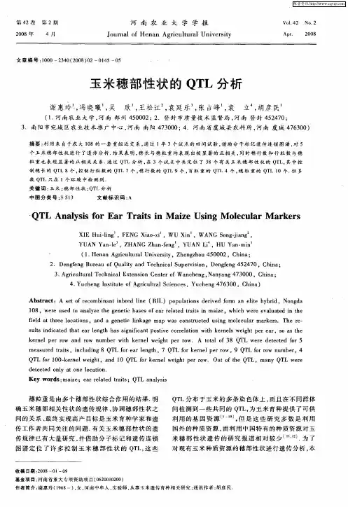 玉米穗部性状的QTL分析