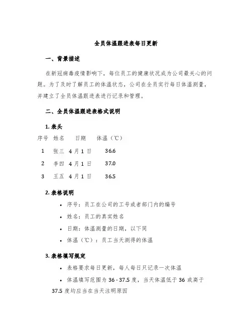 全员体温跟进表每日更新