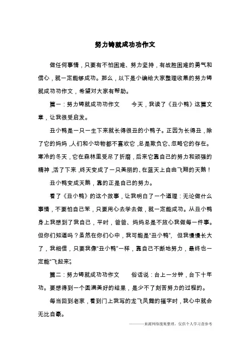 努力铸就成功功作文