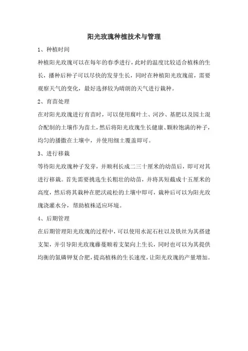 阳光玫瑰种植技术与管理