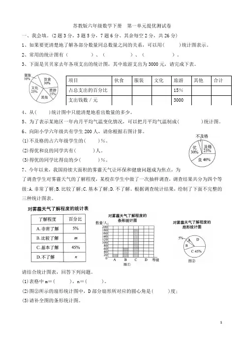 苏教版六年级数学下册 第一单元提优练习试卷 