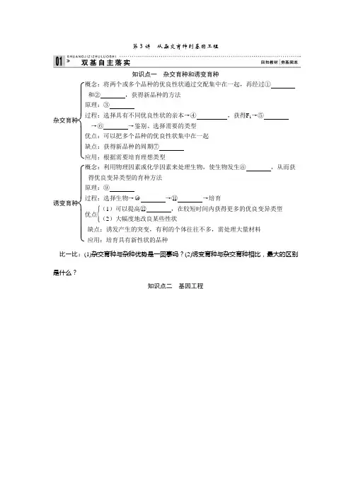 2013届高考生物一轮复习讲义：2.3.3从杂交育种到基因工程