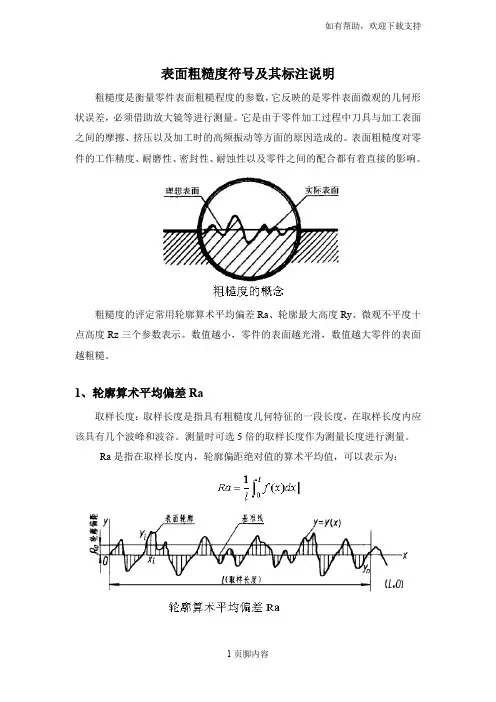 表面粗糙度符号及数值说明