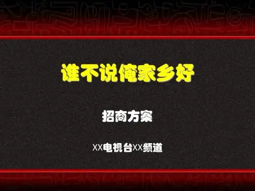 谁不说俺家乡好电视节目招商方案